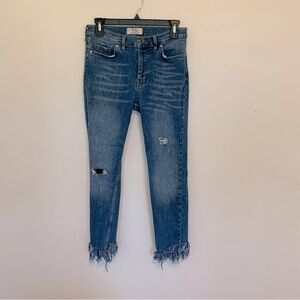 Free People Women’s Great Heights Frayed Hem Skinny Distressed Jeans Size 28